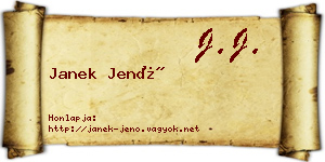 Janek Jenő névjegykártya